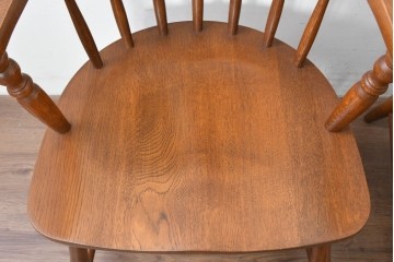 中古　美品　柏木工(KASHIWA、かしわ)　楢(ナラ)材　木の温もりあふれるキャプテンチェア2脚セット　(R-086743)