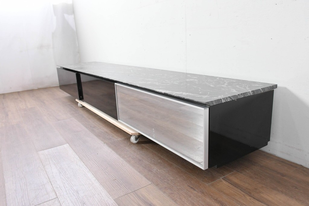 中古　国産特注品　天板(大理石)　重厚な天板が目を引くテレビボード　製作費約60万円　(R-086744)