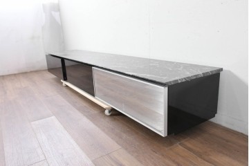 中古　国産特注品　天板(大理石)　重厚な天板が目を引くテレビボード　製作費約60万円　(R-086744)