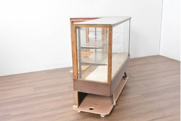 和製ヴィンテージ　曲げガラス　引き出し3杯付きの昭和レトロなL型ショーケース　(R-086745)