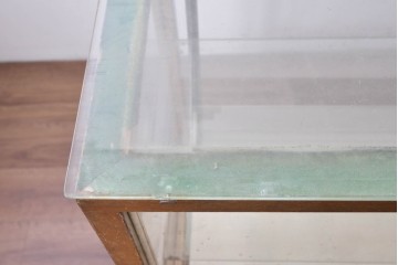 和製ヴィンテージ　曲げガラス　引き出し3杯付きの昭和レトロなL型ショーケース　(R-086745)