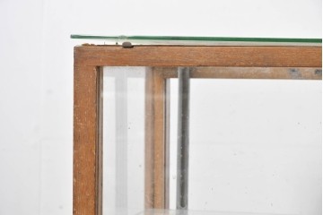 和製ヴィンテージ　曲げガラス　引き出し3杯付きの昭和レトロなL型ショーケース　(R-086745)