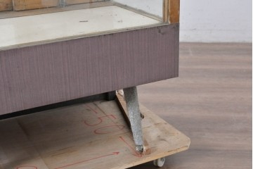 和製ヴィンテージ　曲げガラス　引き出し3杯付きの昭和レトロなL型ショーケース　(R-086745)