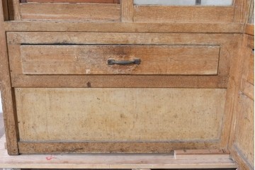 和製ヴィンテージ　曲げガラス　引き出し3杯付きの昭和レトロなL型ショーケース　(R-086745)