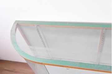 和製ヴィンテージ　伊藤洋家具店　木製フレームと曲げガラスのショーケース　(R-086748)