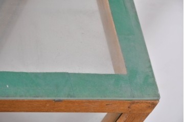 和製ヴィンテージ　伊藤洋家具店　木製フレームと曲げガラスのショーケース　(R-086748)