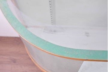 和製ヴィンテージ　伊藤洋家具店　木製フレームと曲げガラスのショーケース　(R-086748)