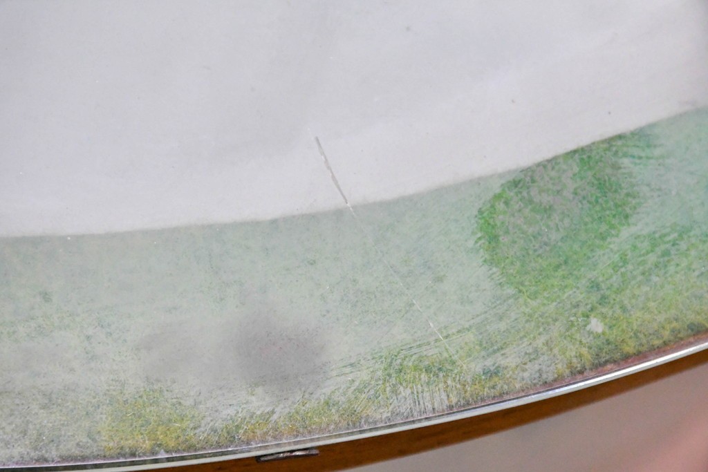 和製ヴィンテージ　伊藤洋家具店　木製フレームと曲げガラスのショーケース　(R-086748)