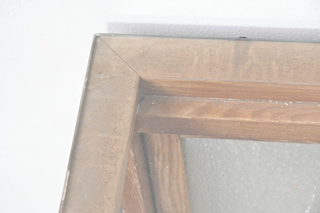 和製ヴィンテージ　新藤ケース店　レトロ感が可愛らしい木製フレームのガラスショーケース　(R-086749)