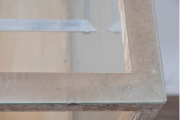 和製ヴィンテージ　新藤ケース店　レトロ感が可愛らしい木製フレームのガラスショーケース　(R-086749)