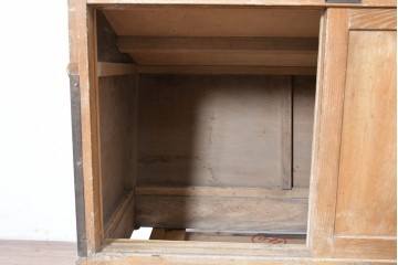 和製ヴィンテージ　新藤ケース店　レトロ感が可愛らしい木製フレームのガラスショーケース　(R-086749)