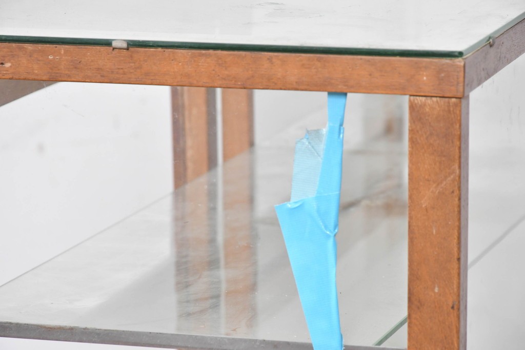 和製ヴィンテージ　楢(ナラ)材の木枠と広いガラス面が魅力のガラスショーケース　(R-086750)