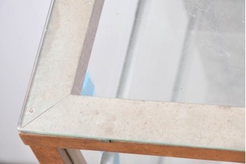 和製ヴィンテージ　楢(ナラ)材の木枠と広いガラス面が魅力のガラスショーケース　(R-086750)