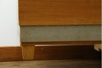 和製ヴィンテージ　楢(ナラ)材の木枠と広いガラス面が魅力のガラスショーケース　(R-086750)