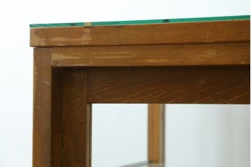 和製ヴィンテージ　楢(ナラ)材の木枠と広いガラス面が魅力のガラスショーケース　(R-086750)