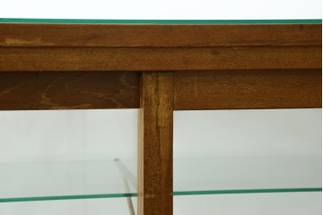 和製ヴィンテージ　楢(ナラ)材の木枠と広いガラス面が魅力のガラスショーケース　(R-086750)