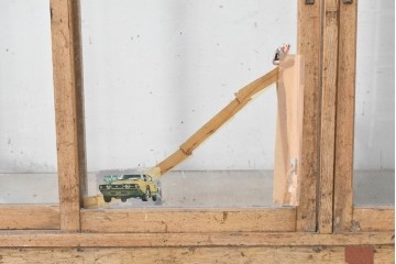 和製ヴィンテージ　広いガラス面でディスプレイが映えるガラスショーケース　(R-086751)