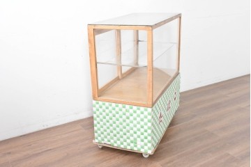 和製ヴィンテージ　希少な小振りサイズ! 　市松模様のタイルがレトロなたばこガラスケース　(R-086752)