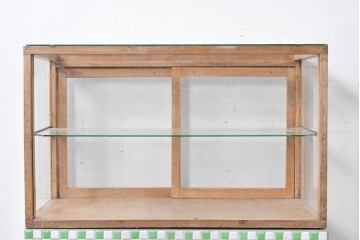 和製ヴィンテージ　希少な小振りサイズ! 　市松模様のタイルがレトロなたばこガラスケース　(R-086752)