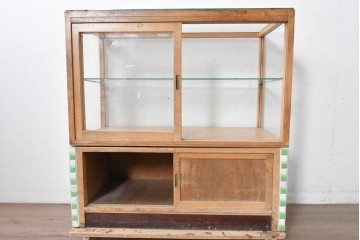 和製ヴィンテージ　希少な小振りサイズ! 　市松模様のタイルがレトロなたばこガラスケース　(R-086752)