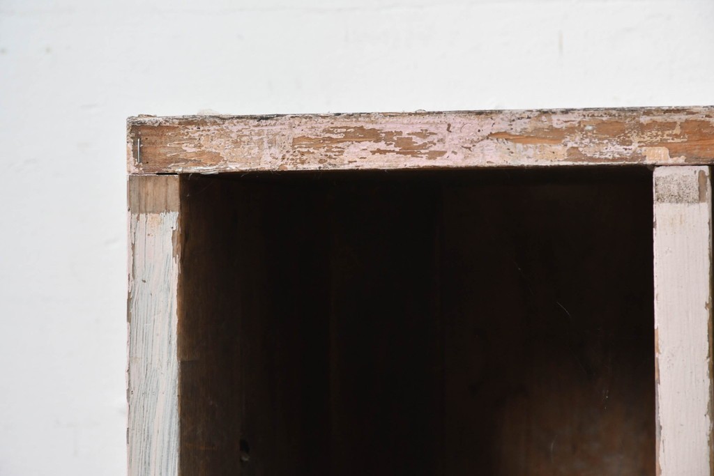 《ペイント仕上げ限定》　和製ヴィンテージ　小振りな15マス収納のシンプルなマス目棚　(R-086753)