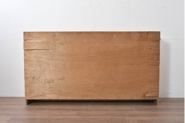 《ペイント仕上げ限定》　和製ヴィンテージ　小振りな32マス収納の棚板付きマス目棚　(R-086755)