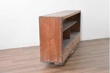 和製アンティーク　木味の素朴な引き出し付きオープンラック　(R-086758)