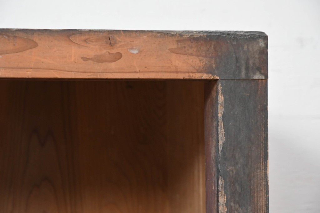 和製アンティーク　木味の素朴な引き出し付きオープンラック　(R-086758)