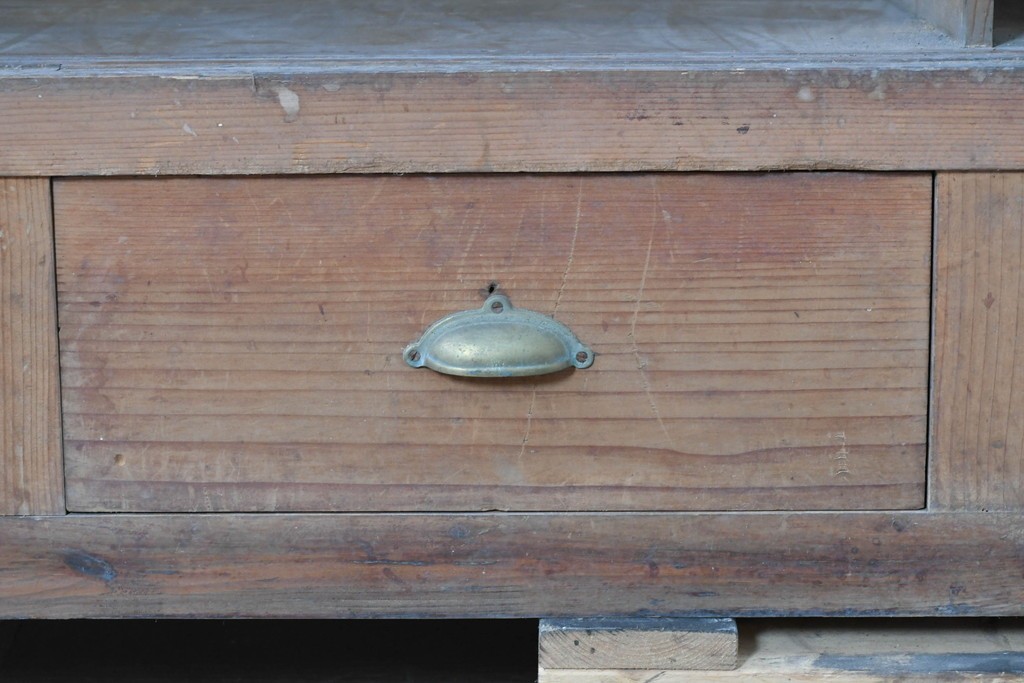 和製アンティーク　木味の素朴な引き出し付きオープンラック　(R-086758)