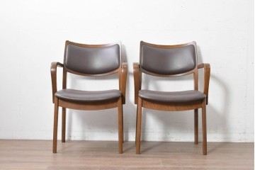 中古　シラカワ(Shirakawa)　ナラ材　S-281　流れるような曲線が上品なアームチェア2脚セット　定価(2脚合計)約15万円　(R-086759)