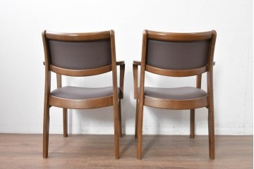 中古　シラカワ(Shirakawa)　ナラ材　S-281　流れるような曲線が上品なアームチェア2脚セット　定価(2脚合計)約15万円　(R-086759)