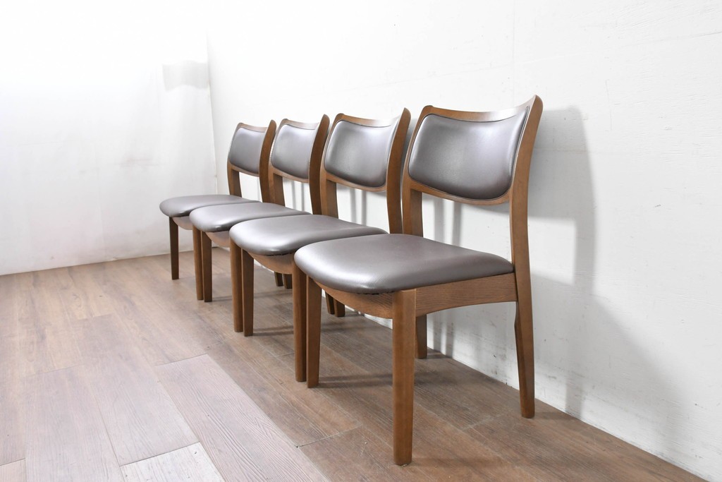 中古　シラカワ(Shirakawa)　ナラ材　S-280　シンプルで上品なダイニングチェア4脚セット　定価(4脚合計)約22万円　(R-086760)