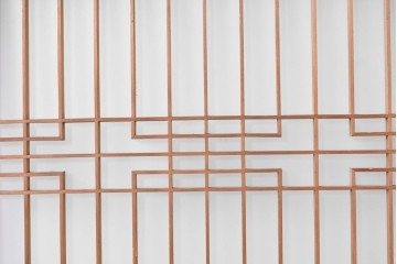 アンティーク建具　昭和後期　片面ガラス　明るい木色に端正な組子が魅力の書院戸2枚セット　(R-086763)