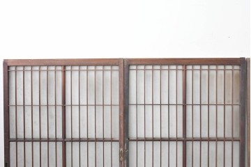 アンティーク建具　昭和中期　細やかな格子の入ったガラス窓4枚セット　(R-086764)