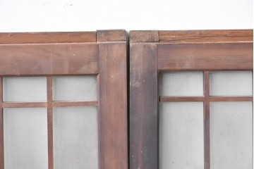 アンティーク建具　昭和中期　細やかな格子の入ったガラス窓4枚セット　(R-086764)