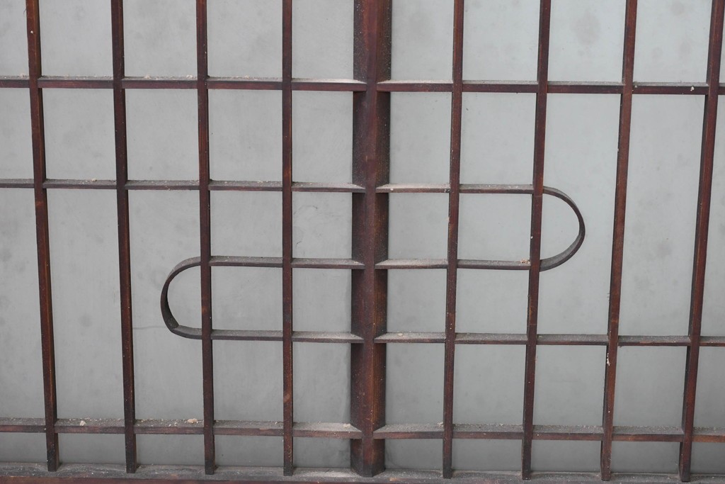 アンティーク建具　昭和中期　細やかな格子の入ったガラス窓4枚セット　(R-086764)