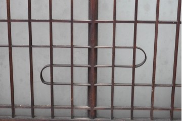 アンティーク建具　昭和中期　細やかな格子の入ったガラス窓4枚セット　(R-086764)