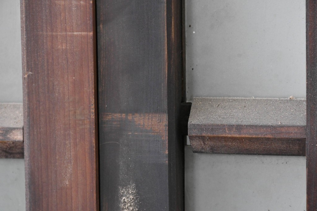 アンティーク建具　昭和中期　細やかな格子の入ったガラス窓4枚セット　(R-086764)