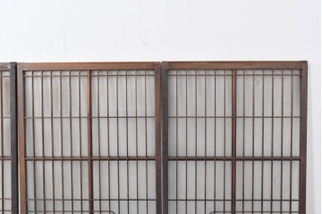 アンティーク建具　昭和中期　細やかな格子の入ったガラス窓4枚セット　(R-086764)