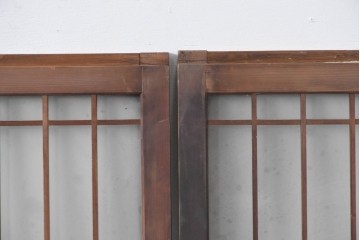 アンティーク建具　昭和中期　細やかな格子の入ったガラス窓4枚セット　(R-086764)