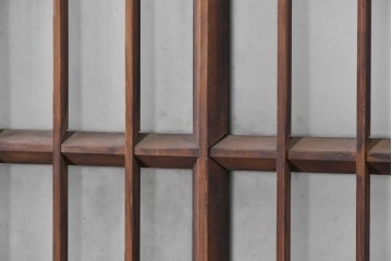 アンティーク建具　昭和中期　細やかな格子の入ったガラス窓4枚セット　(R-086764)