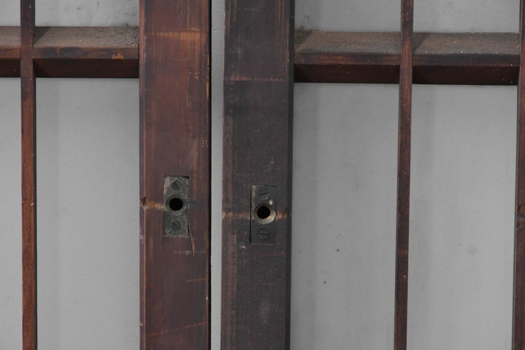 アンティーク建具　昭和中期　細やかな格子の入ったガラス窓4枚セット　(R-086764)