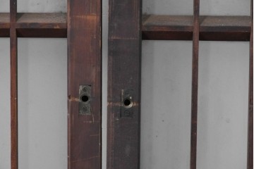 アンティーク建具　昭和中期　細やかな格子の入ったガラス窓4枚セット　(R-086764)