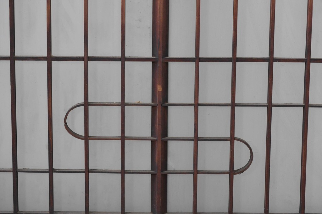 アンティーク建具　昭和中期　細やかな格子の入ったガラス窓4枚セット　(R-086764)