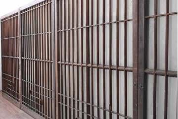 アンティーク建具　昭和中期　細やかな格子の入ったガラス窓4枚セット　(R-086764)