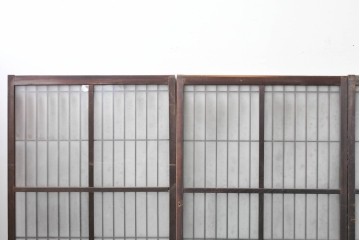 アンティーク建具　昭和中期　細やかな格子の入ったガラス窓4枚セット　(R-086764)