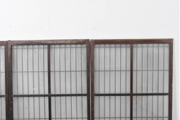 アンティーク建具　昭和中期　細やかな格子の入ったガラス窓4枚セット　(R-086764)