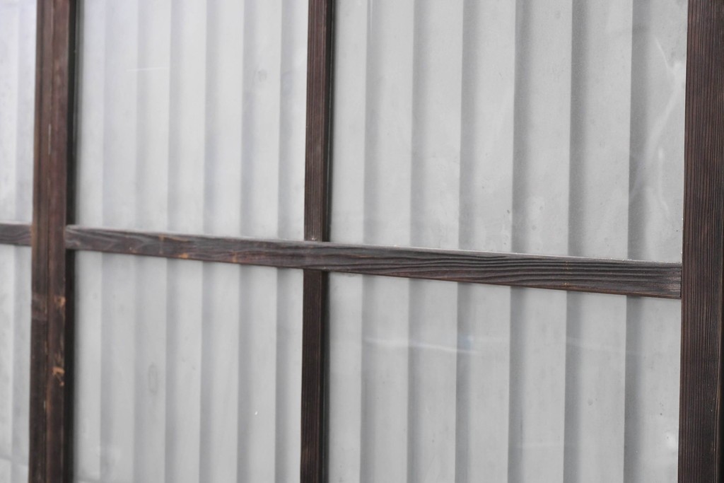 アンティーク建具　昭和中期　細やかな格子の入ったガラス窓4枚セット　(R-086764)