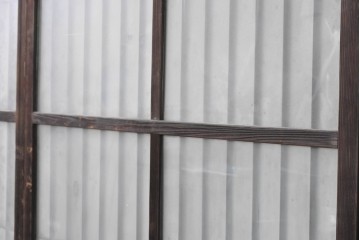 アンティーク建具　昭和中期　細やかな格子の入ったガラス窓4枚セット　(R-086764)