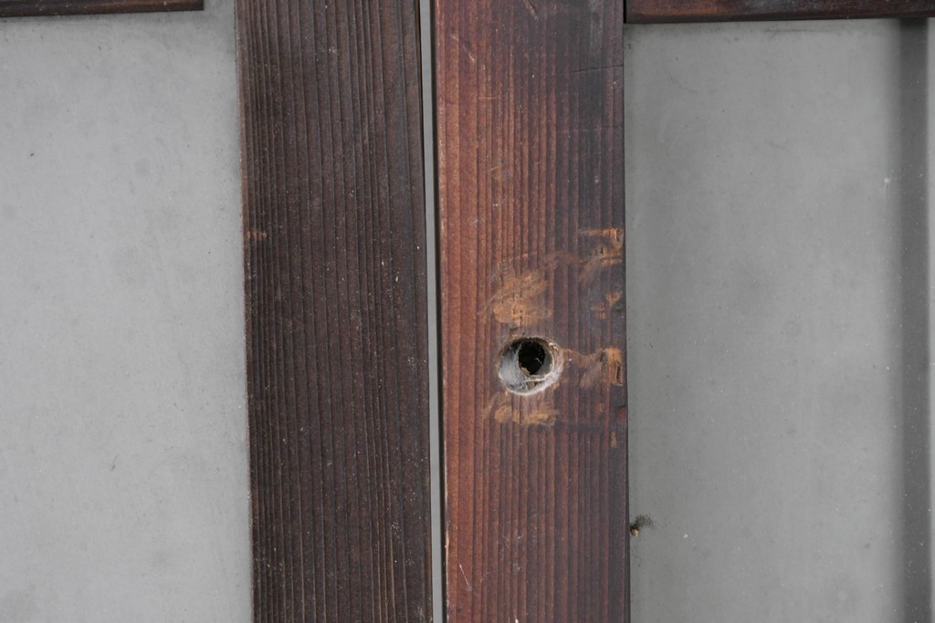 アンティーク建具　昭和中期　細やかな格子の入ったガラス窓4枚セット　(R-086764)